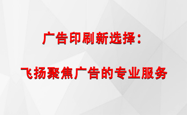 隆德广告印刷新选择：飞扬聚焦广告的专业服务